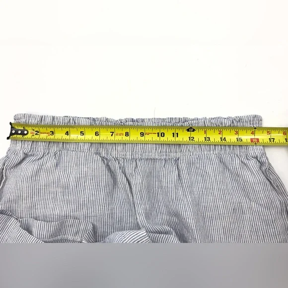 Quince European Linen High Waisted Shorts Womens Size Large Coastal Beach Stripe - Picture 9 of 11